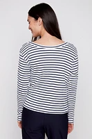 Stripe rib cardigan