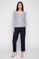 Stripe rib cardigan