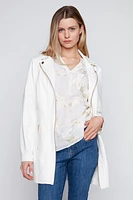 Long pleather zipper trim blazer