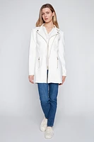Long pleather zipper trim blazer