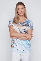 Dot and leaf print burnout t-shirt