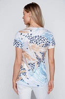 Dot and leaf print burnout t-shirt
