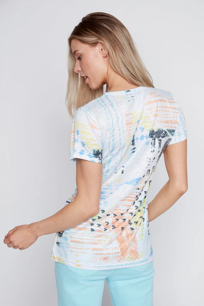 Abstract hearts burnout-t shirt