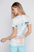 Abstract hearts burnout-t shirt