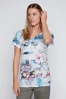 Floral print burnout t-shirt