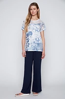 Dot lace print burnout t-shirt