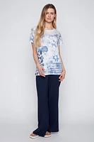 Dot lace print burnout t-shirt
