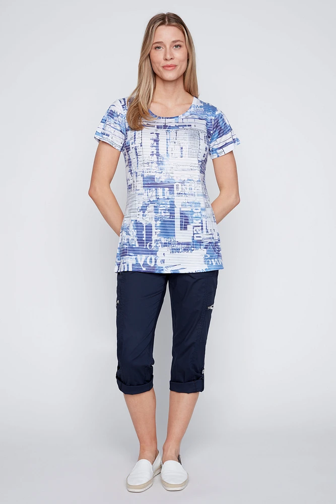 Newspaper print burnout t-shirt