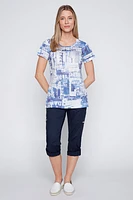 Newspaper print burnout t-shirt