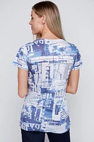 Newspaper print burnout t-shirt