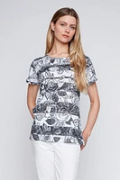 Rose print burnout t-shirt