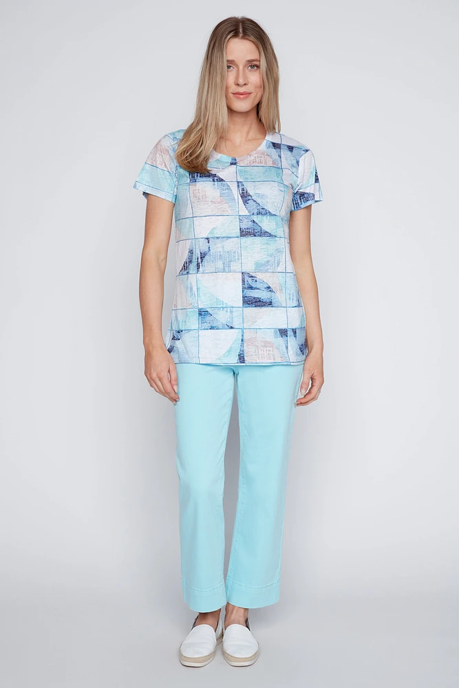 Abstract squares burnout t-shirt