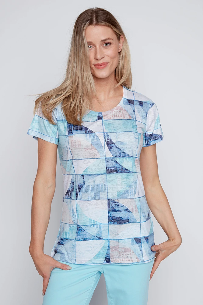 Abstract squares burnout t-shirt