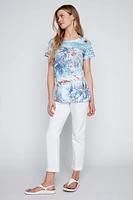 Leaf and floral print burnout t-shirt