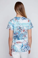 Leaf and floral print burnout t-shirt