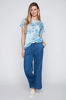 Floral lace print burnout t-shirt
