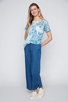 Floral lace print burnout t-shirt