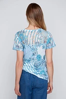 Floral lace print burnout t-shirt