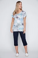 Floral print burnout t-shirt