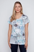 Floral print burnout t-shirt