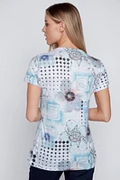 Floral print burnout t-shirt