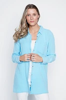 Solid button front tunic