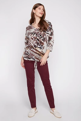 Drawstring hem printed top