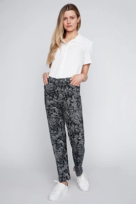 Straight leg tropical print pant