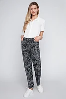 Straight leg tropical print pant