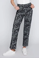 Straight leg tropical print pant