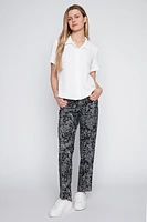 Straight leg tropical print pant