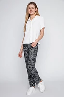 Straight leg tropical print pant