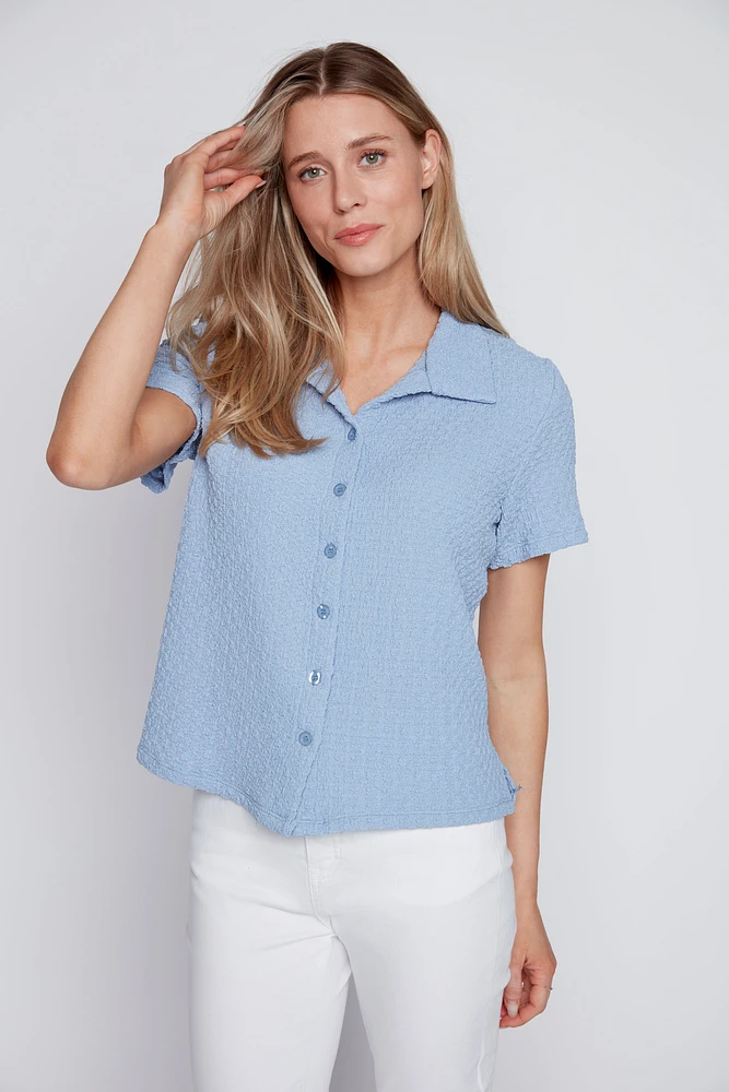 Short sleeve solid blouse