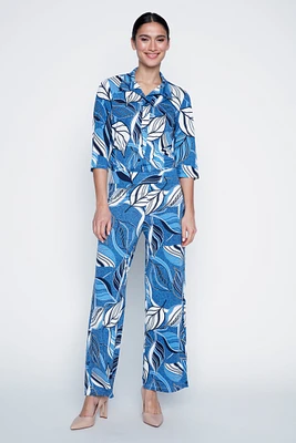 Le pantalon palazzo à imprimé feuilles