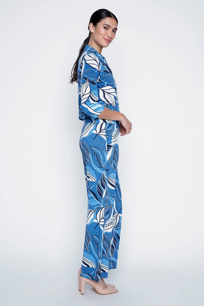 Le pantalon palazzo à imprimé feuilles