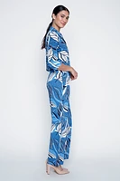 Le pantalon palazzo à imprimé feuilles