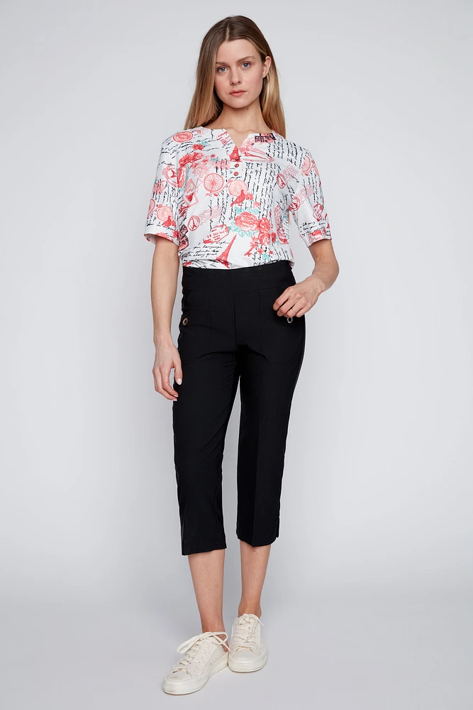 Straight leg bengaline capri