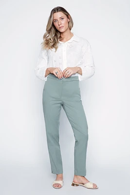 Slim leg lyocell pant