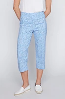 Straight leg printed capri with eyelet hem detail