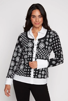 Abstract jacquard poplin blouse