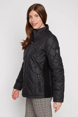 Zip front diamond quilt jacket