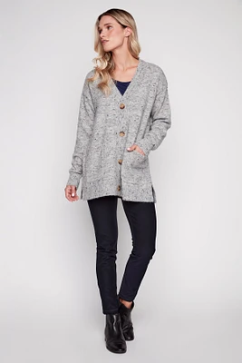 Speckled button front cardigan