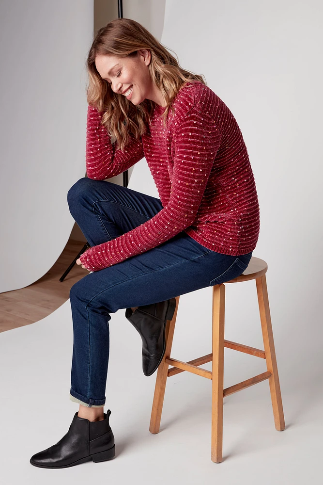 Chenille speckled sweater