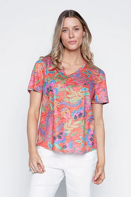 Le t-shirt imprimé feuille dévorée
