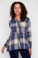 Stretch plaid blouse