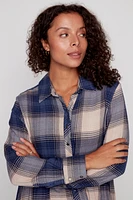 Stretch plaid blouse