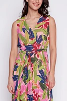 Printed plisse chiffon dress