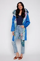 Reversible floral print raincoat