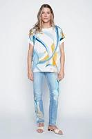 Le haut en lin mélangé à motif floral