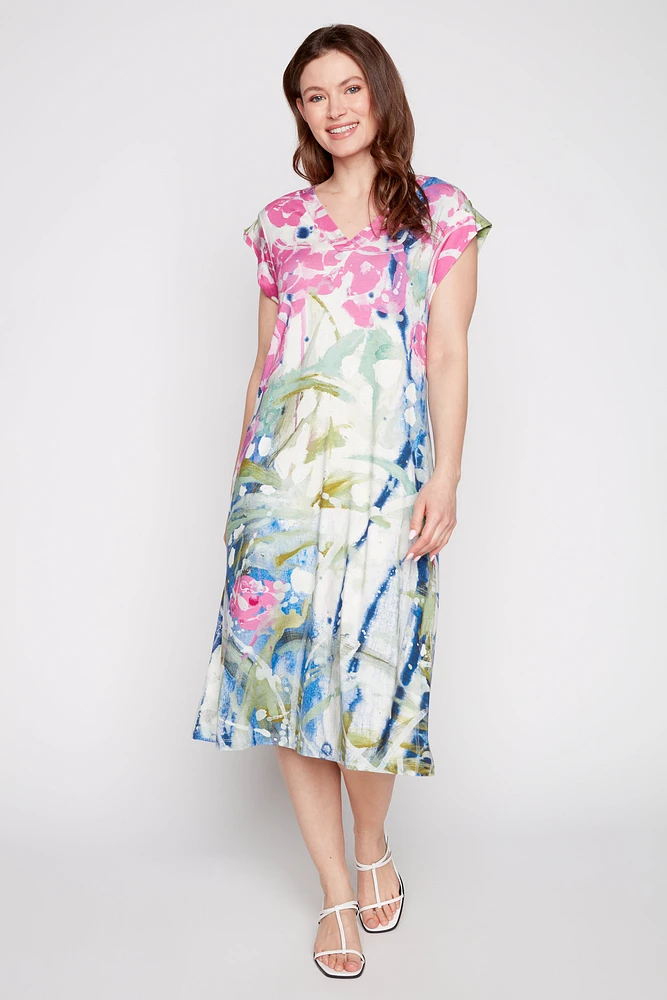 Floral design bamboo dress